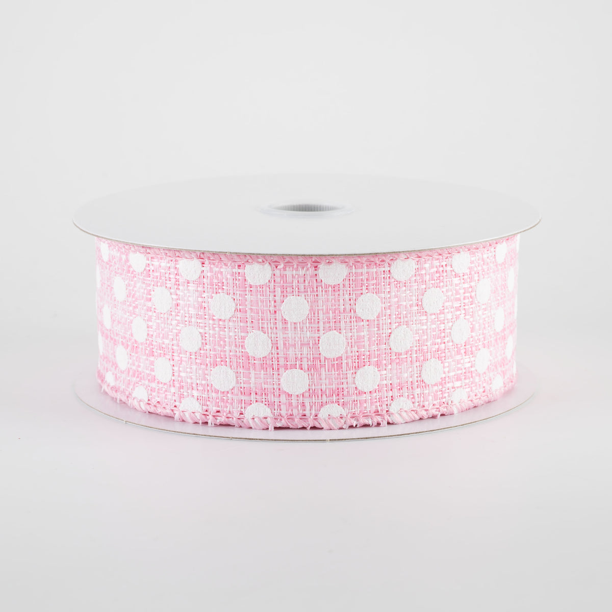 1.5" Polka Dot Tweed Ribbon: Pink & White (10 Yards)