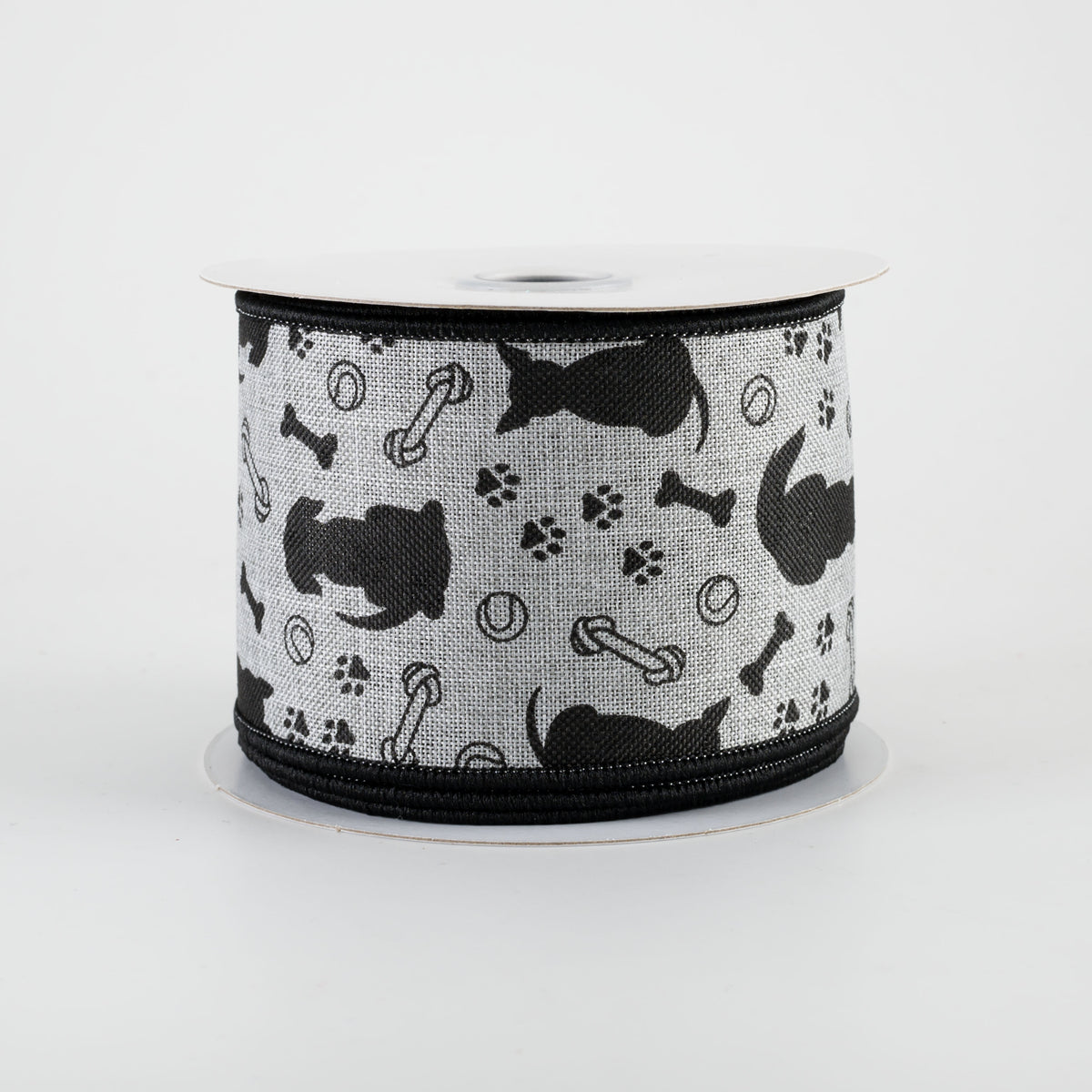 2.5" Dog Silhouettes Ribbon: Grey (10 Yards)