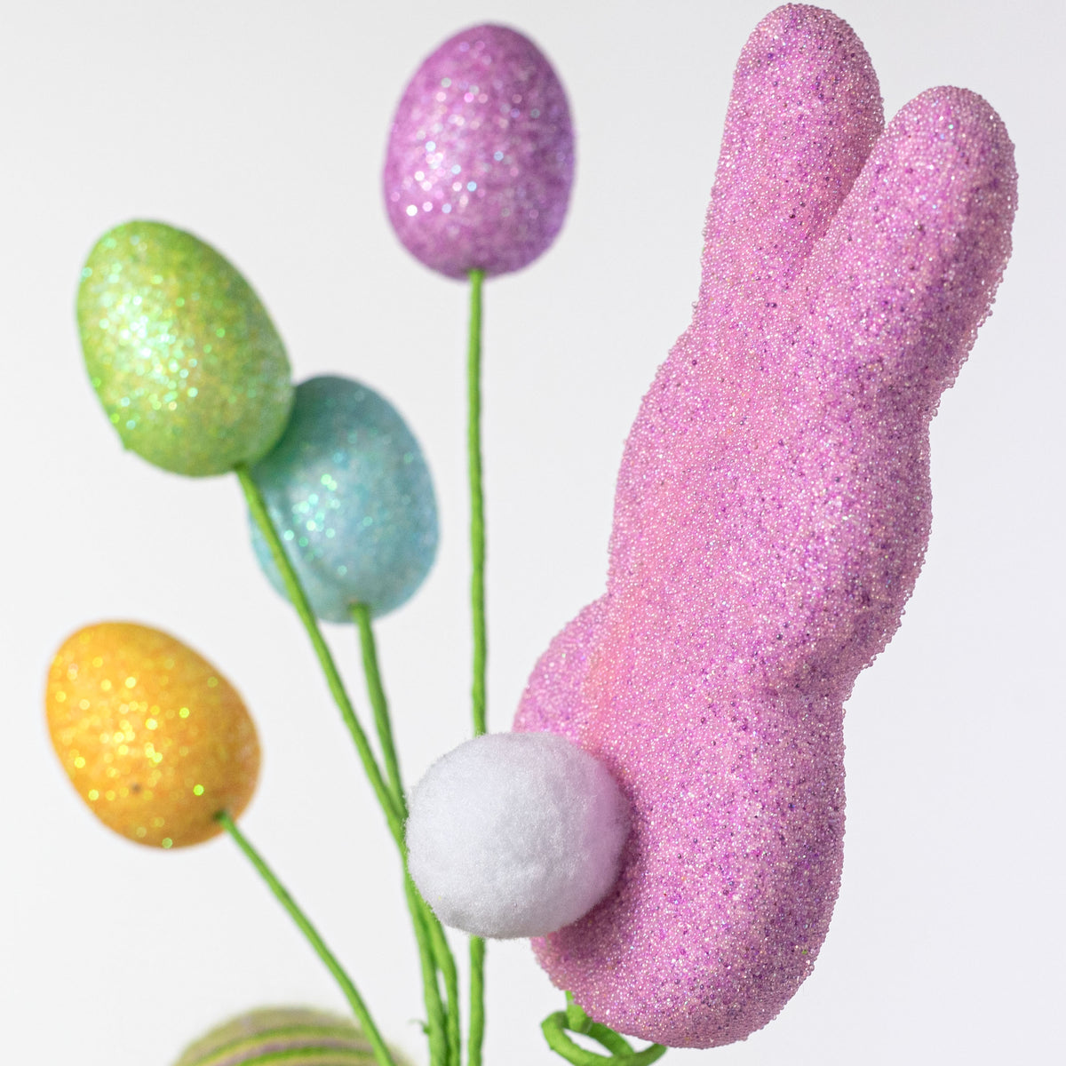 22" Marshmallow Bunny & Iridescent Easter Eggs Spray