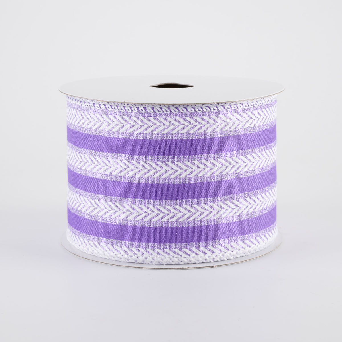 2.5" Iridescent Herringbone Stripes Ribbon: Purple & White (10 Yards)