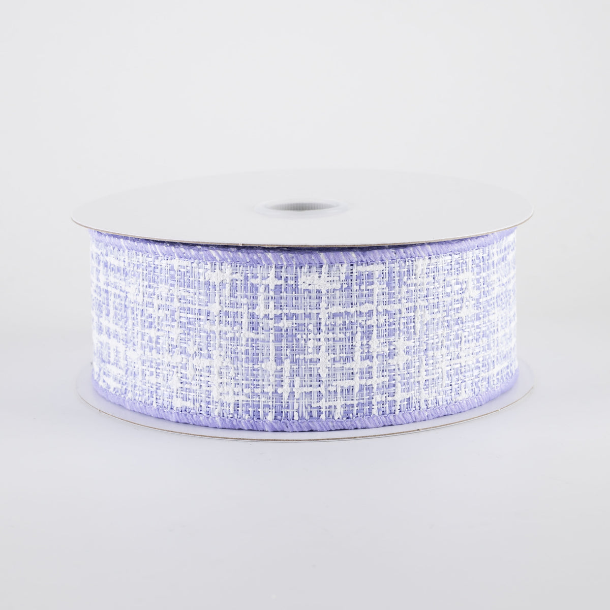 1.5" Embellished Tweed Ribbon: Lavender Purple & White (10 Yards)