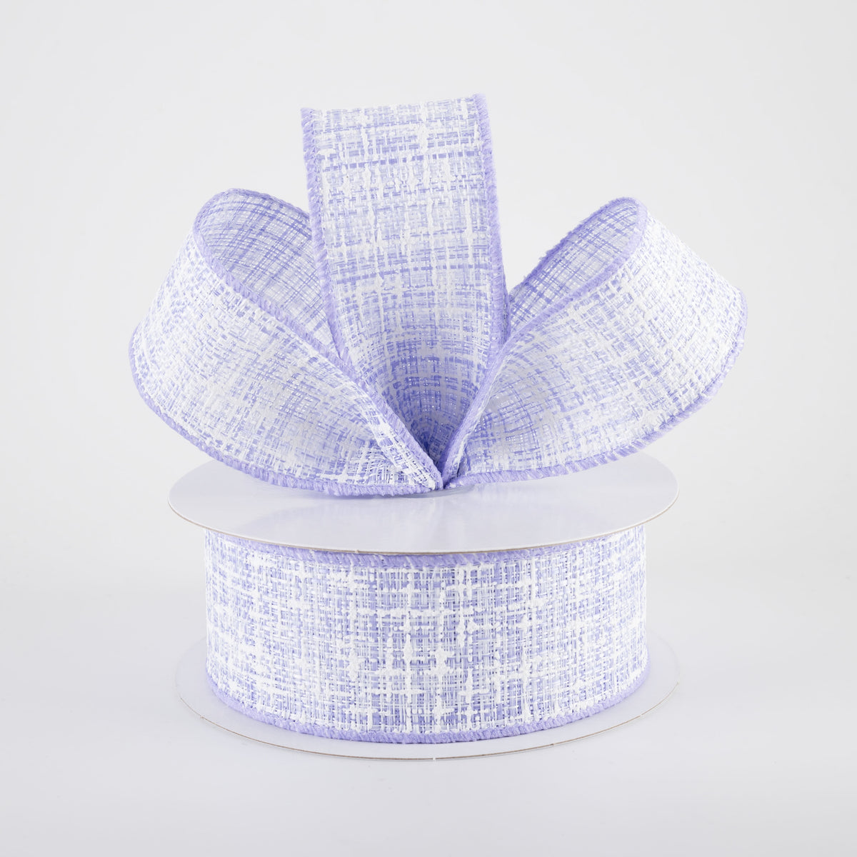 1.5" Embellished Tweed Ribbon: Lavender Purple & White (10 Yards)