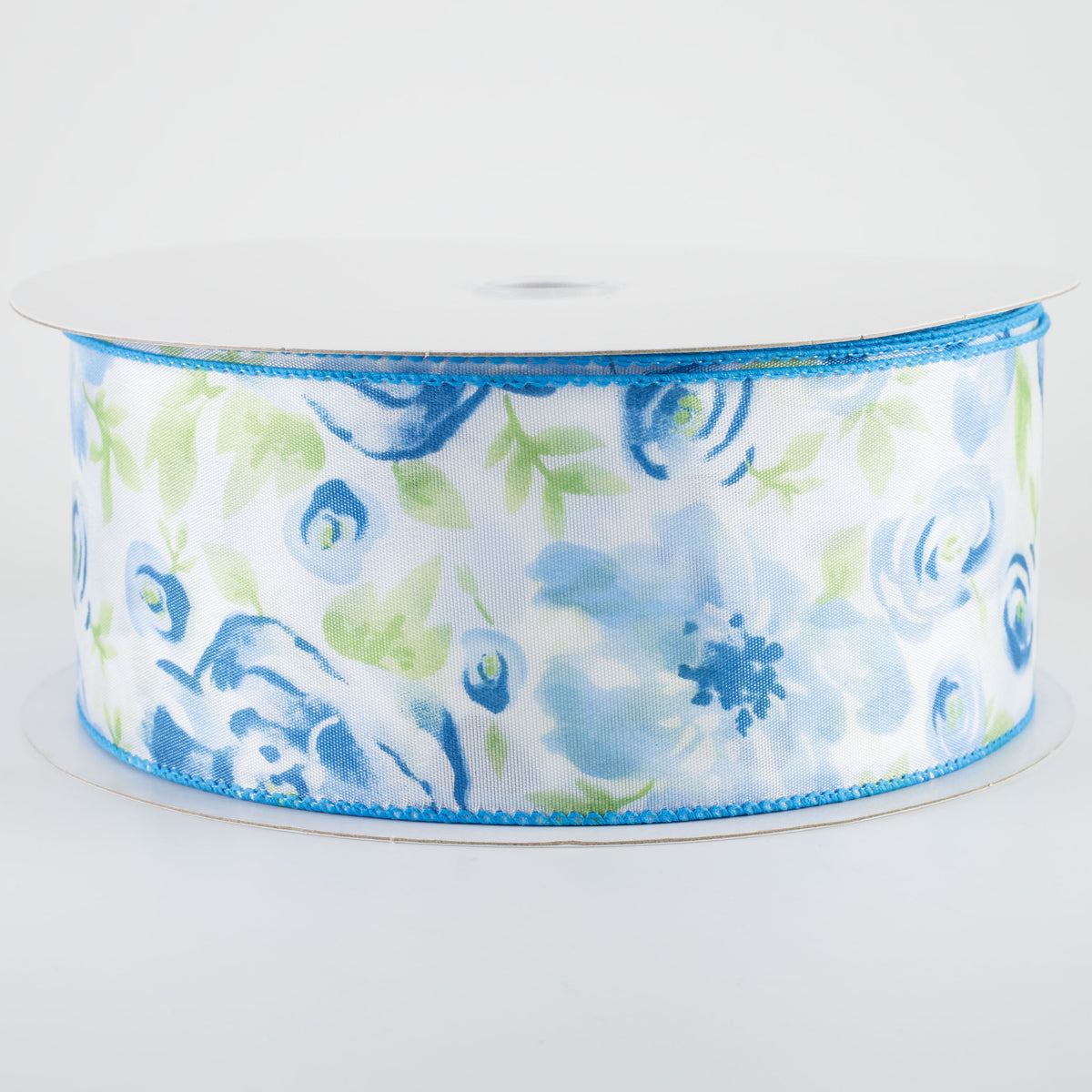 2.5" Watercolor Roses Ribbon: Blue (50 Yards)