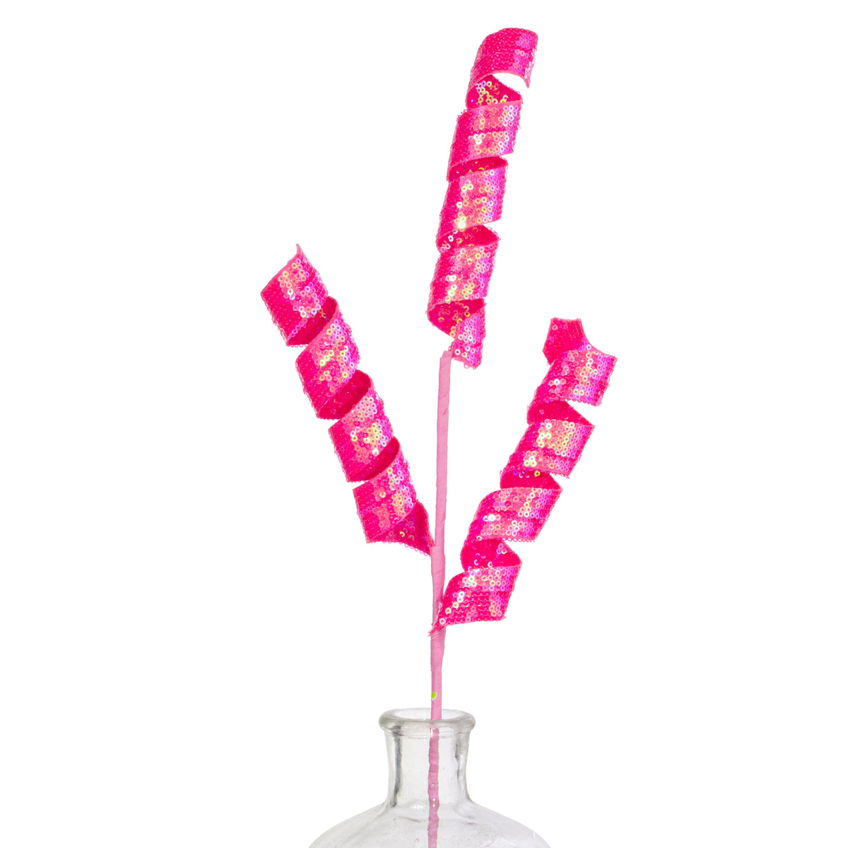 24" Sequin Frizzy Curly Spray: Iridescent Hot Pink
