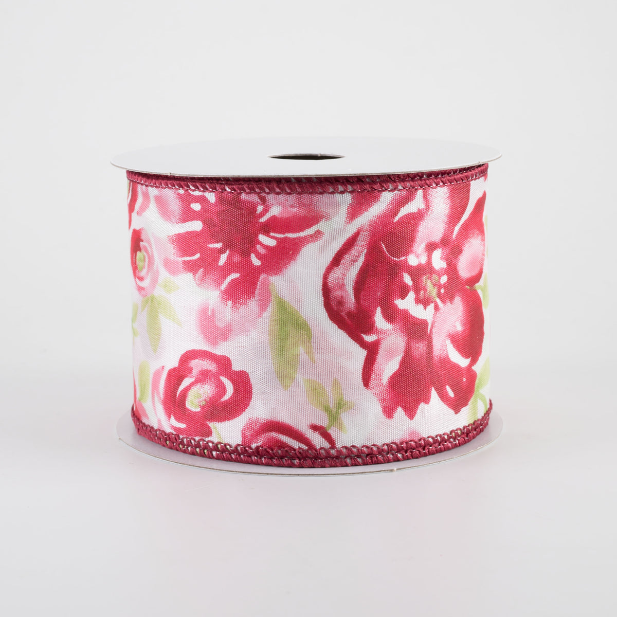 2.5" Watercolor Roses Ribbon: Red (10 Yards)