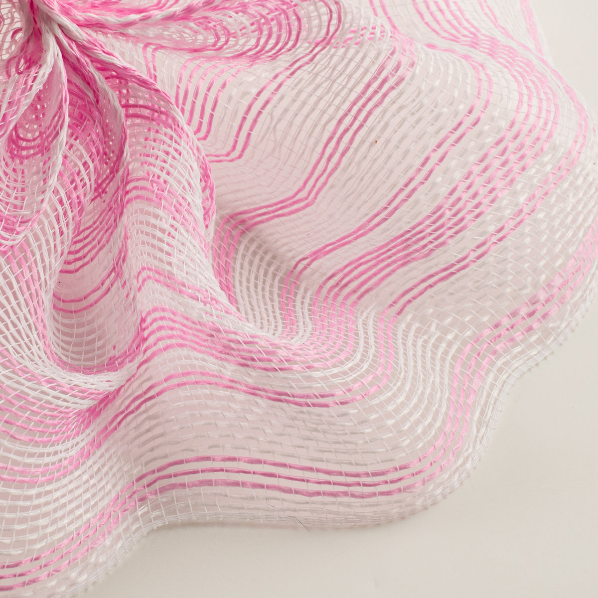 10" Fabric Ticking Mesh: Pink & White