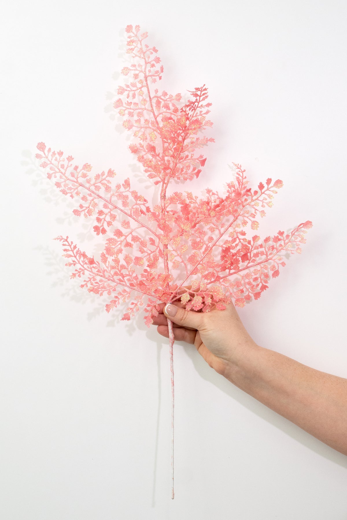 23" Glitter Maidenhair Fern Spray: Iridescent Pink