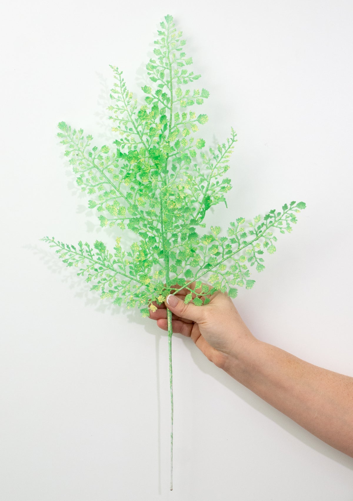 23" Glitter Maidenhair Fern Spray: Iridescent Mint Green