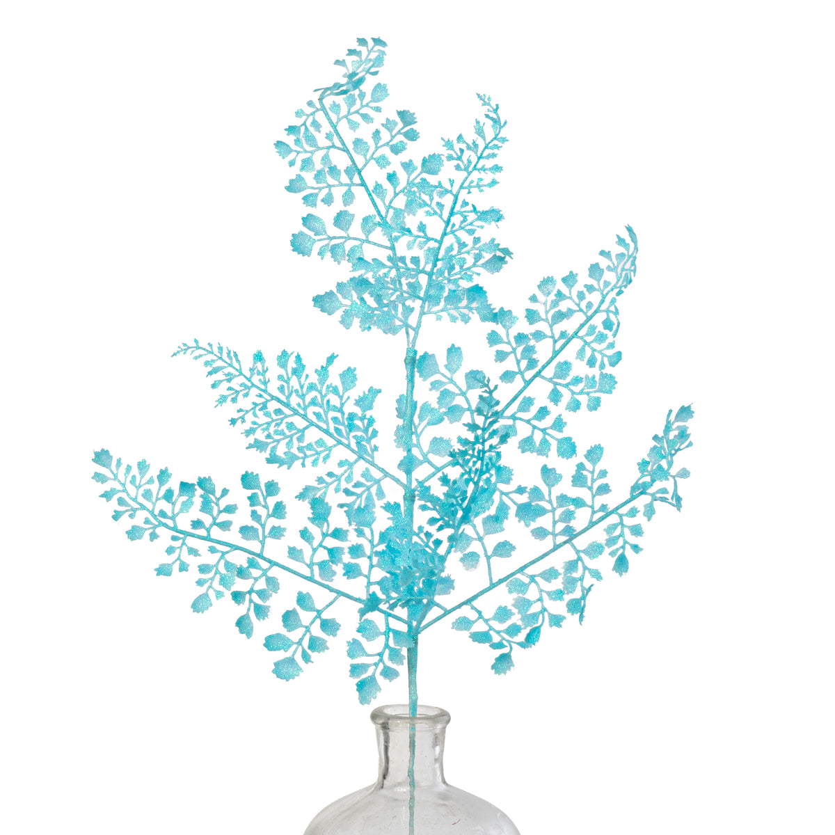 23" Glitter Maidenhair Fern Spray: Iridescent Light Blue