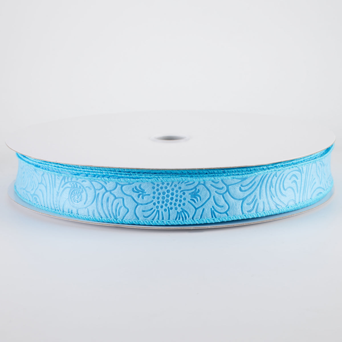 7/8" Embossed Flower Breeze Ribbon: Light Blue (50 Yards)