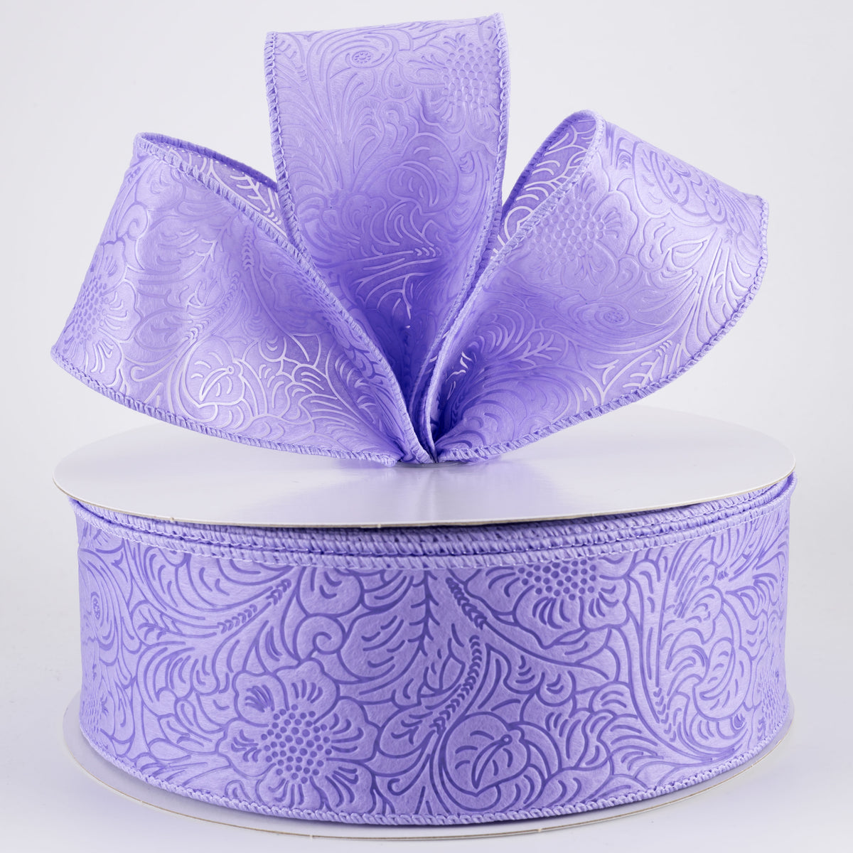2.5" Embossed Flower Breeze Ribbon: Lavender Purple (50 Yards)