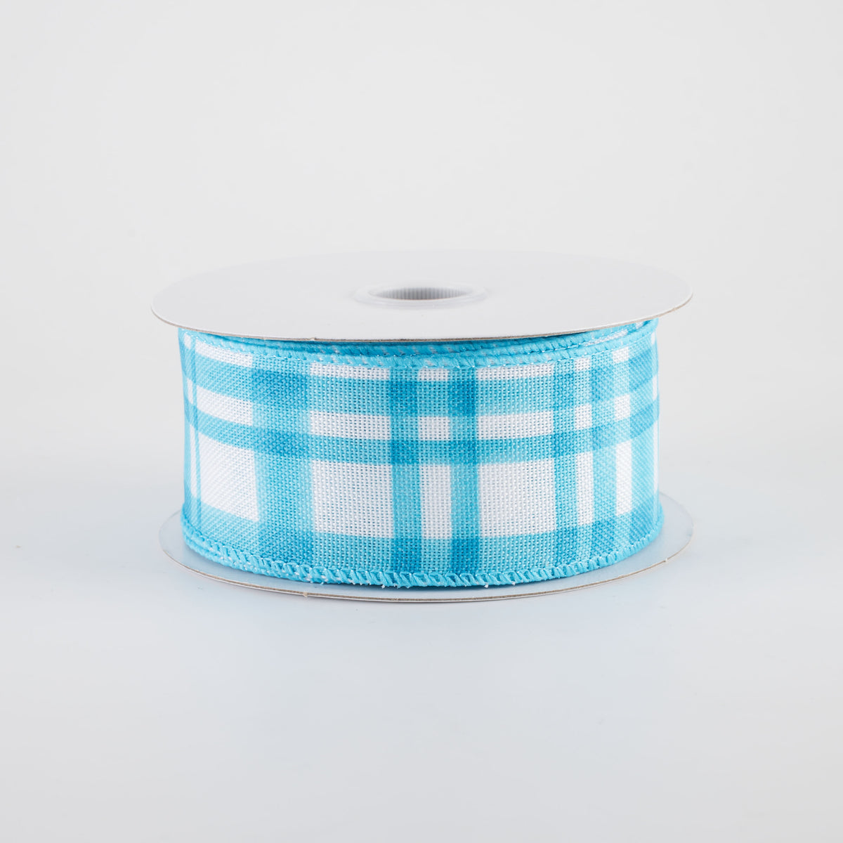 1.5" Watercolor Tuttola Plaid Ribbon: Turquoise Blue (10 Yards)