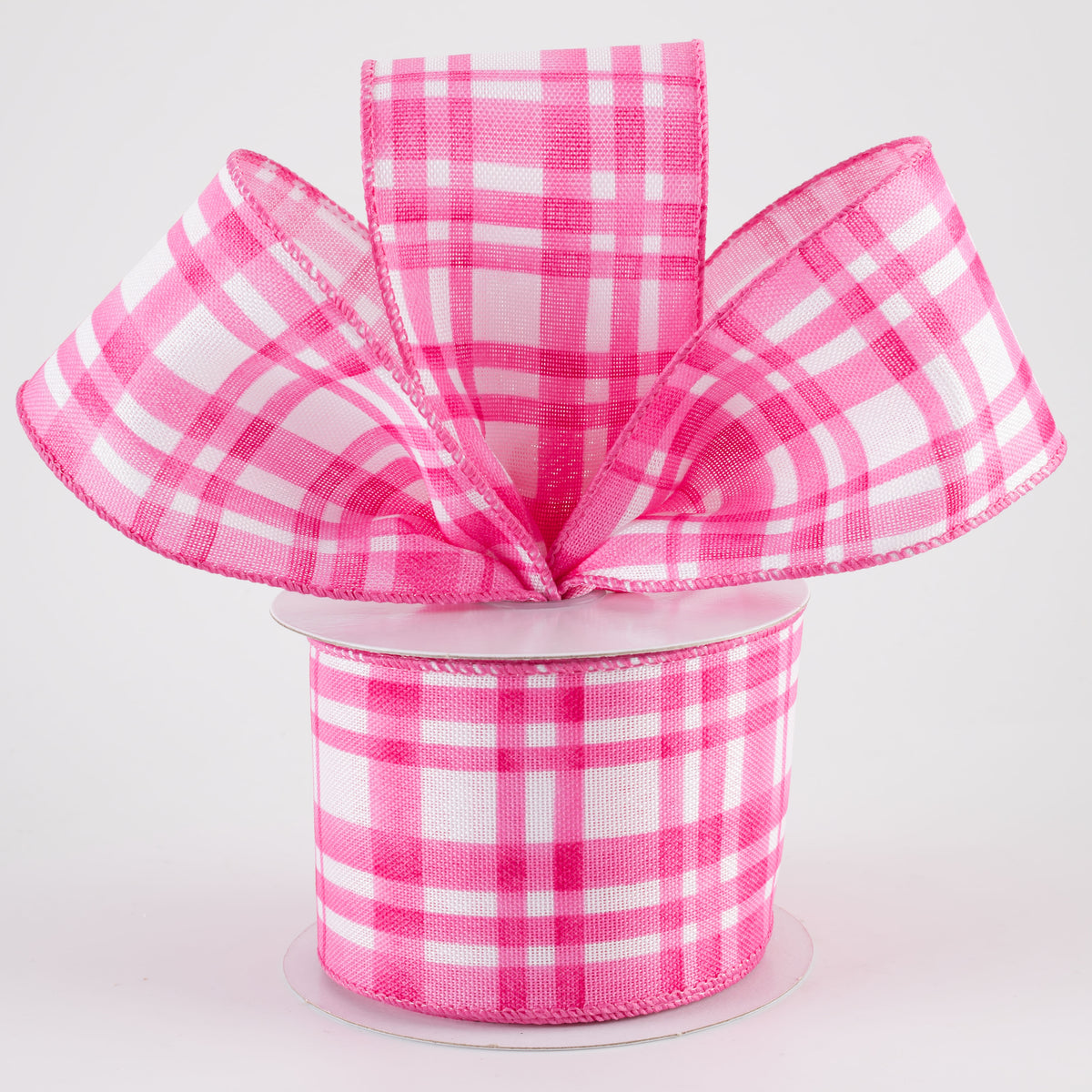 2.5" Watercolor Tuttola Plaid Ribbon: Pink (10 Yards)