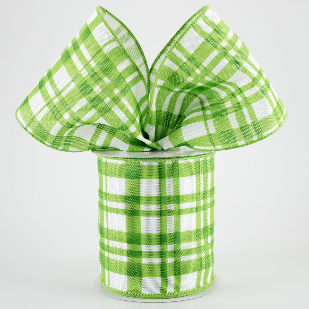 4" Watercolor Tuttola Plaid Ribbon: Green (10 Yards)
