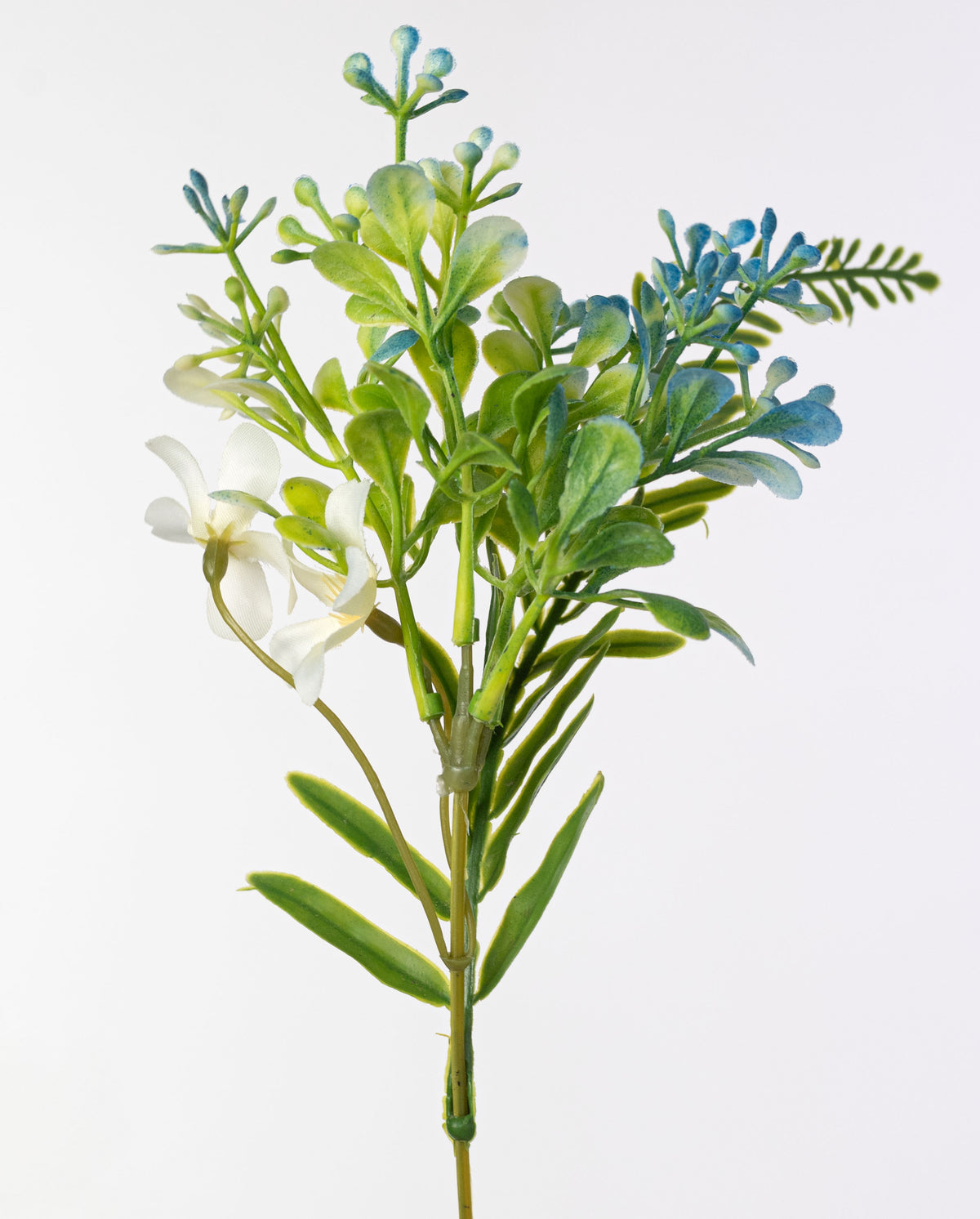 16" Plastic Leaves & Wildflowers Bush: Blue (9 Stem)