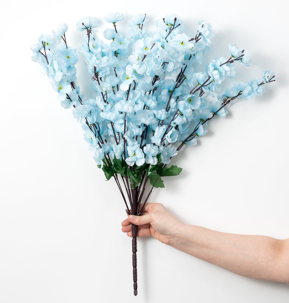 25" Cherry Blossom Bush: Light Blue (18 Stem)