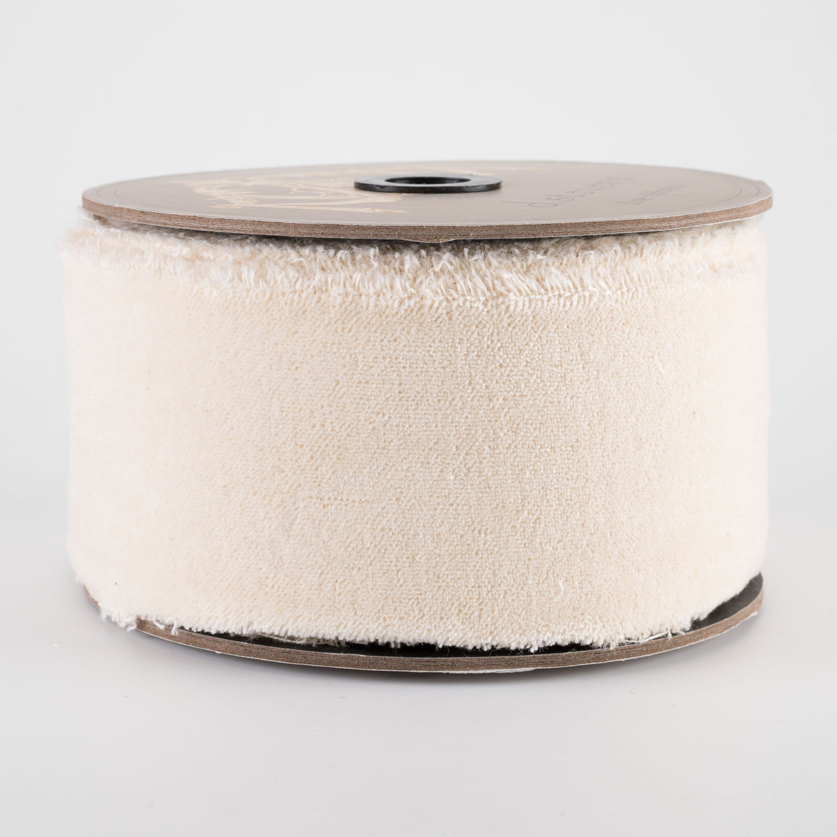 [D Stevens] 2.5" Torn Edge Unwired Velvet Ribbon: Ivory (10 Yards)