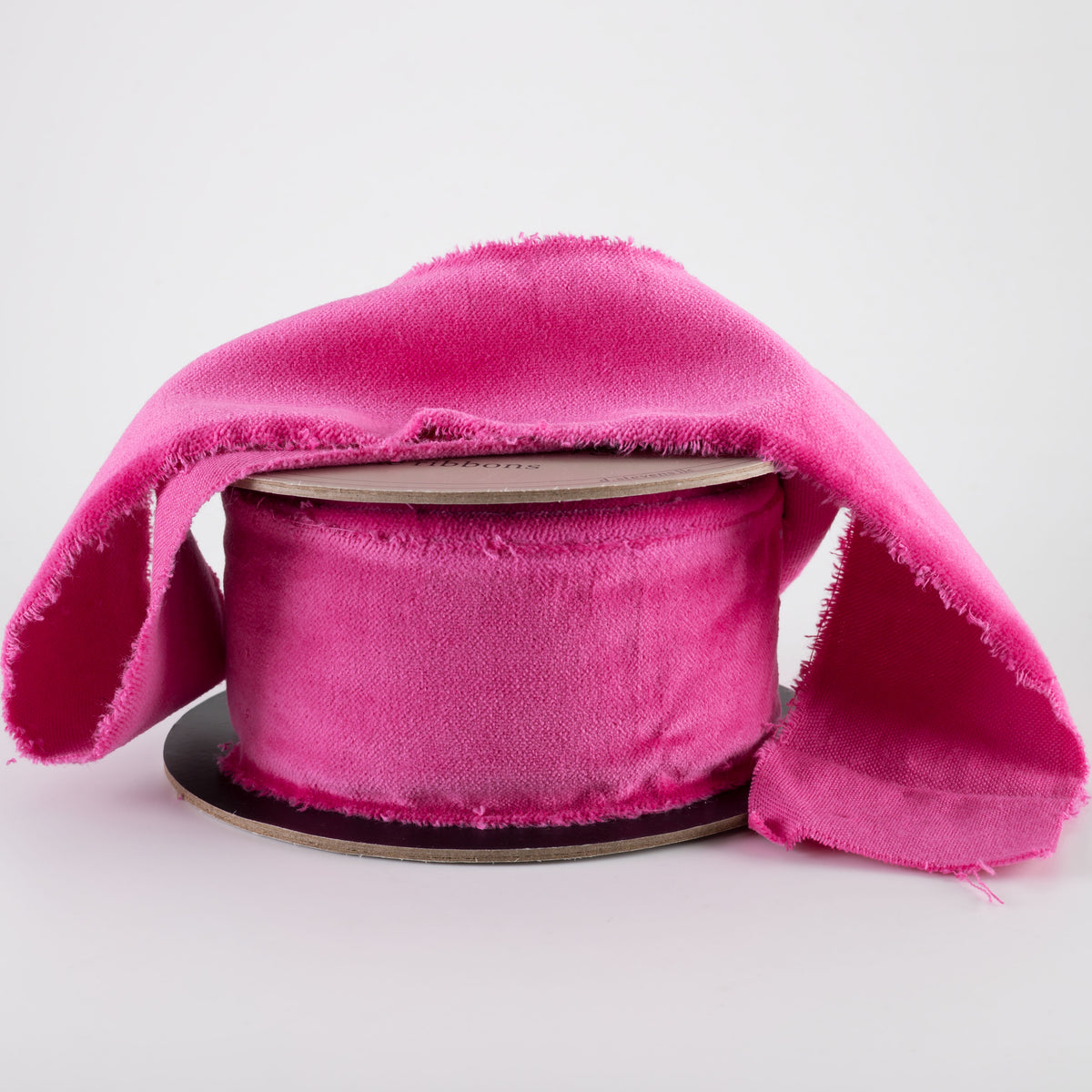 [D Stevens] 2.5" Torn Edge Unwired Velvet Ribbon: Magenta Pink (10 Yards)