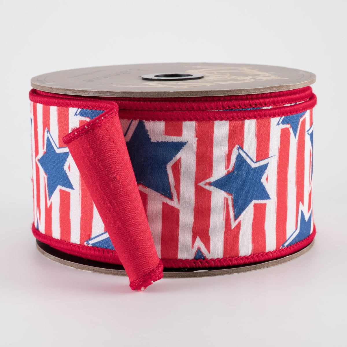 [D Stevens] 2.5" Dupioni Independence Day Stars & Stripes Ribbon: Red (10 Yards)