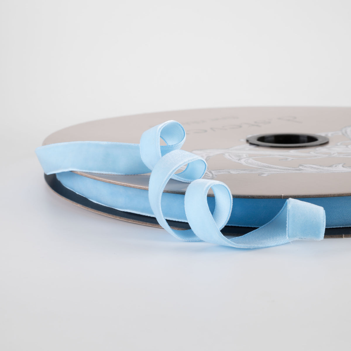 [D Stevens] 5/8" Voss Velvet Unwired Ribbon: Sky Blue (50 Yards)