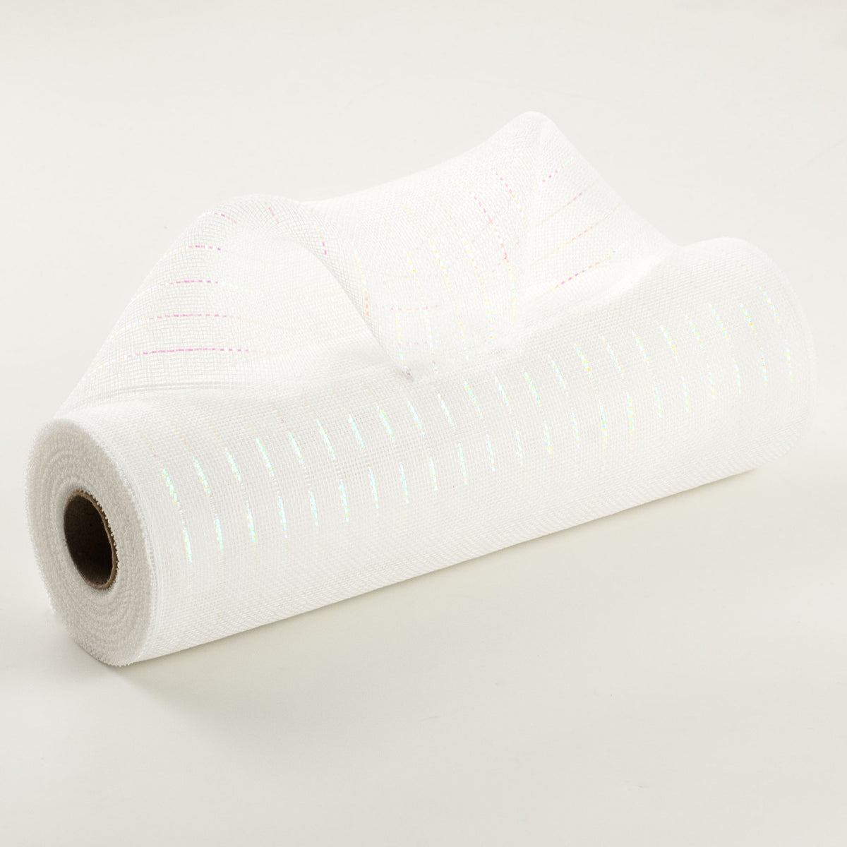 10" Iridescent Fine Weave Deco Mesh: White