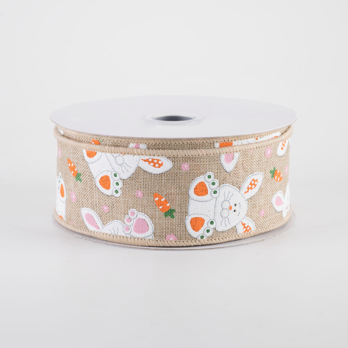1.5" Playful Bunnies Ribbon: Natural (10 Yards)