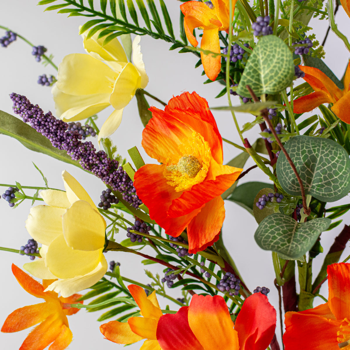 19" Summerside Florals Poppy Spray: Orange & Yellow