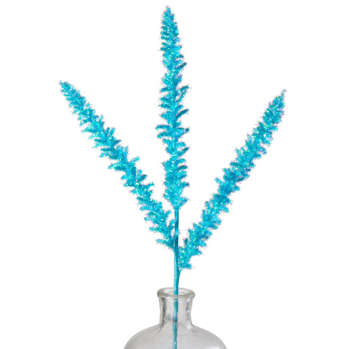 18" Foil Sea Coral Spike Spray: Iridescent Aqua Blue