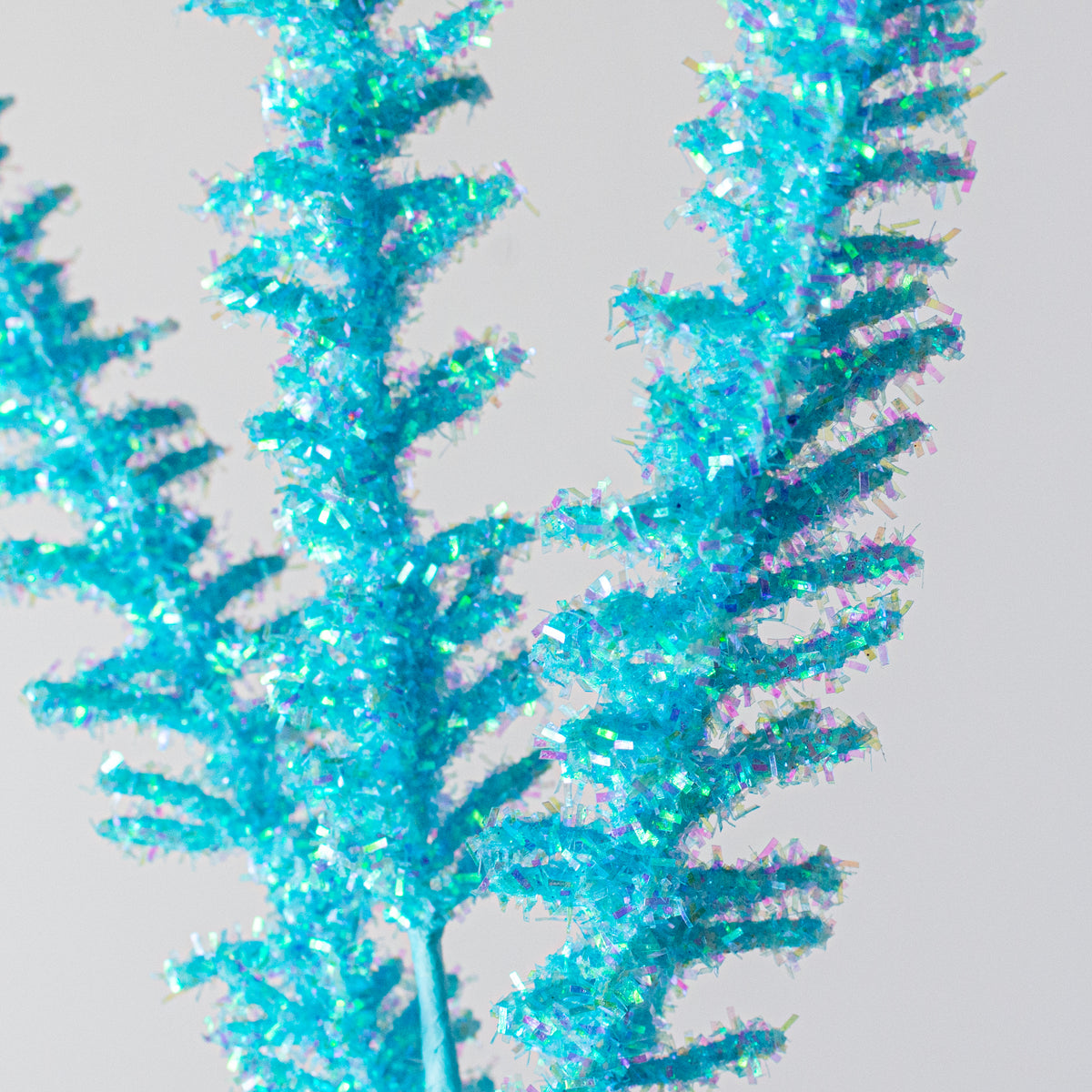 18" Foil Sea Coral Spike Spray: Iridescent Aqua Blue