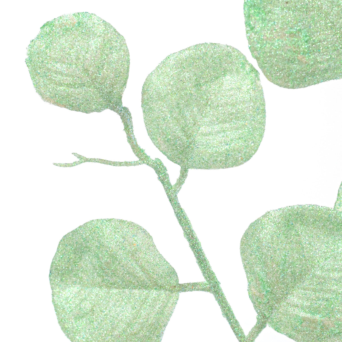 28" Glitter Silver Dollar Eucalyptus Spray: Iridescent Mint Green