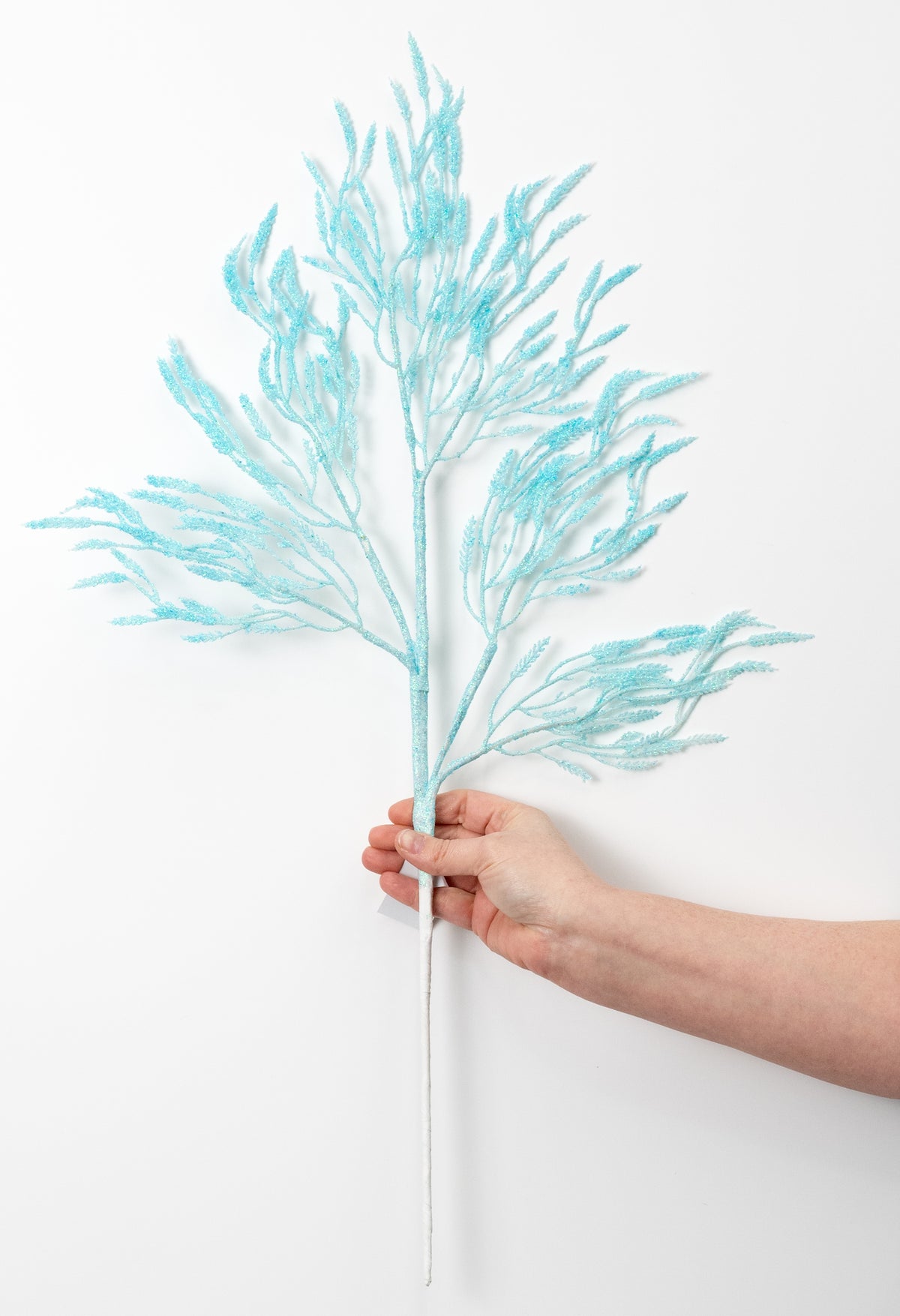 28" Glittered Wild Twigs Spray: Iridescent Light Blue