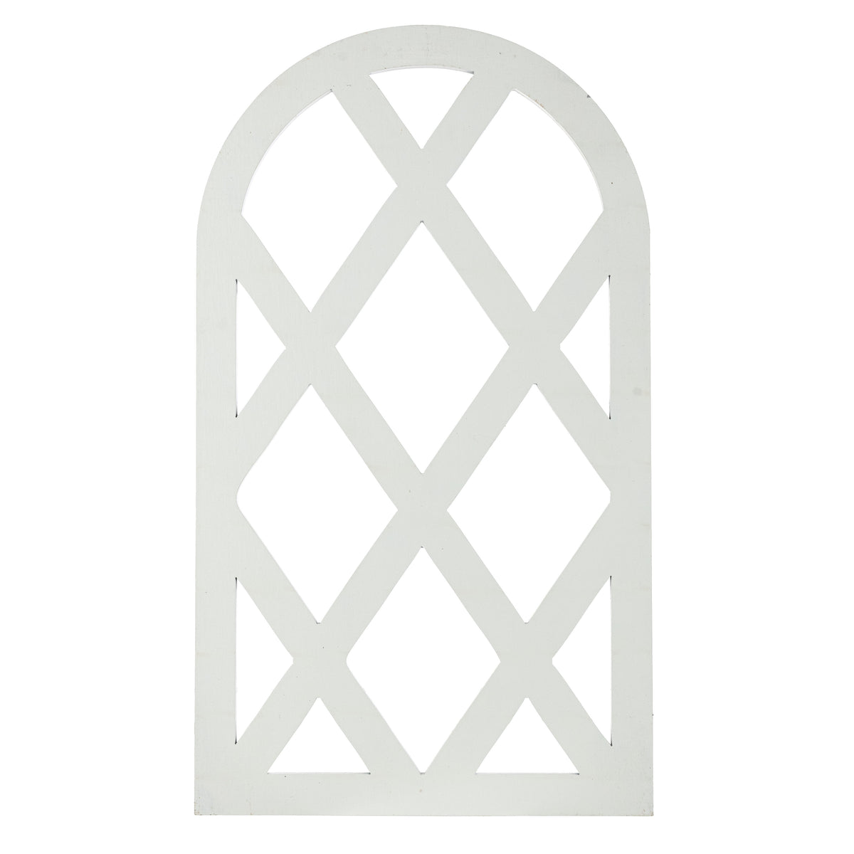 20" Decorative Wood Arched Lattice Window: Matte White