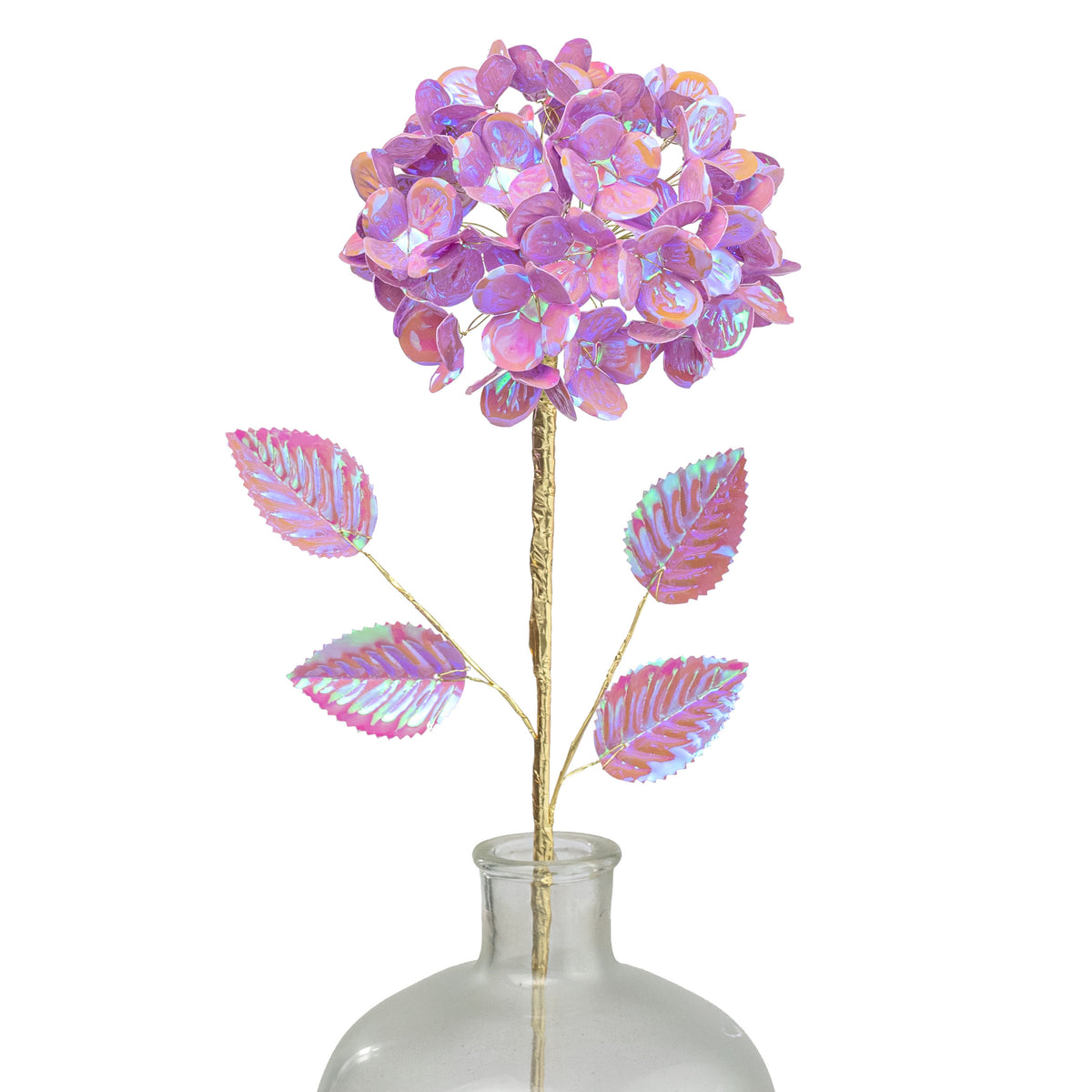 6" x 24" Plastic Hydrangea Stem: Iridescent Lavender