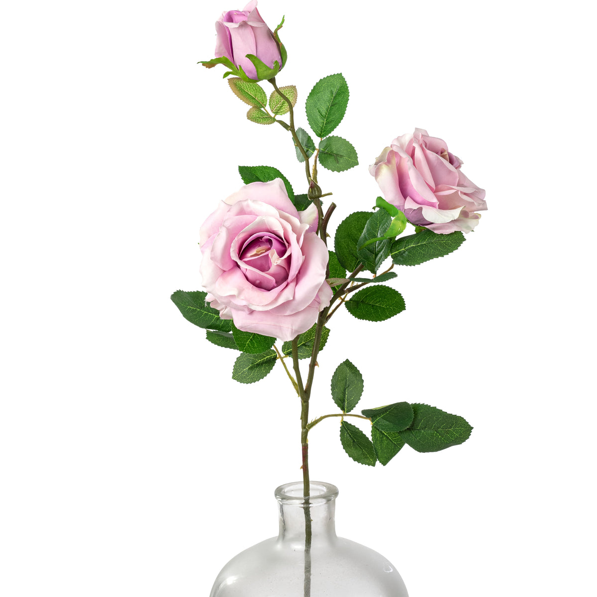 30" Roses Bud, Blooms & Leaves Spray: Lavender