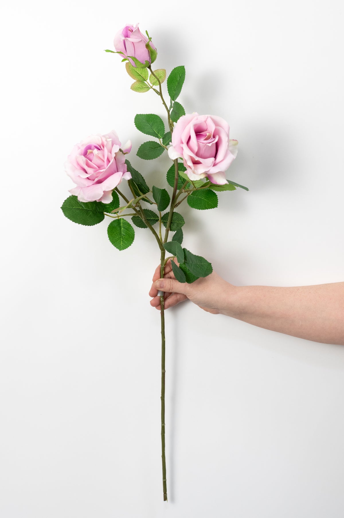 30" Roses Bud, Blooms & Leaves Spray: Lavender