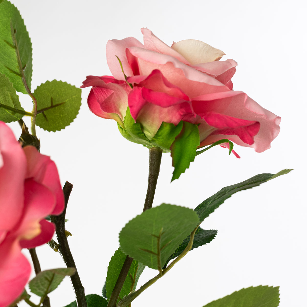 30" Roses Bud, Blooms & Leaves Spray: Pink