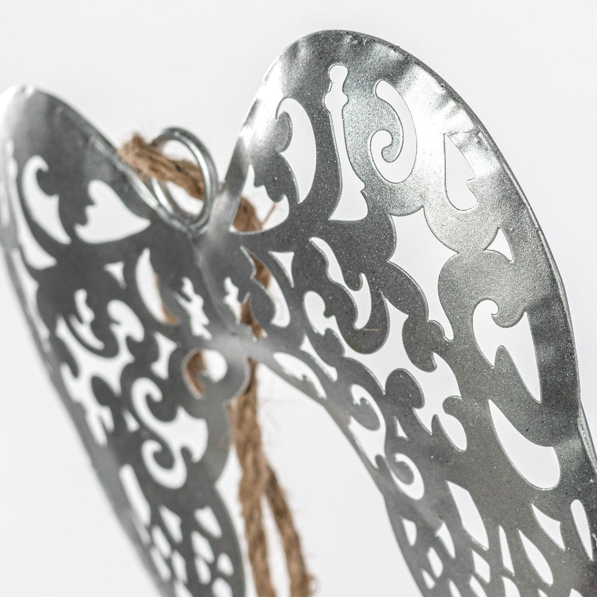 10" Metal Angel Wings Ornament: Silver