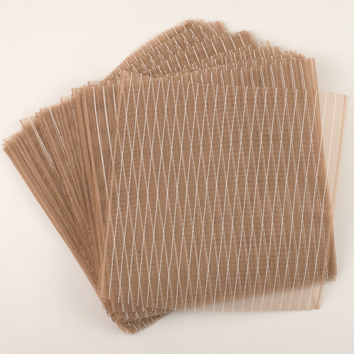 10.5" Square Pre-Cut Fine Weave Deco Mesh Sheets: Natural & White (40)