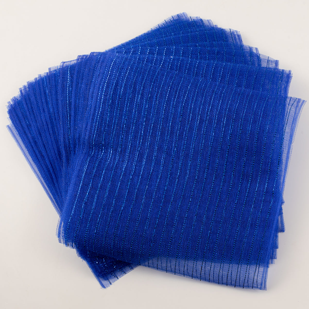 10.5" Square Pre-Cut Fine Weave Deco Mesh Sheets: Metallic Royal Blue (40)