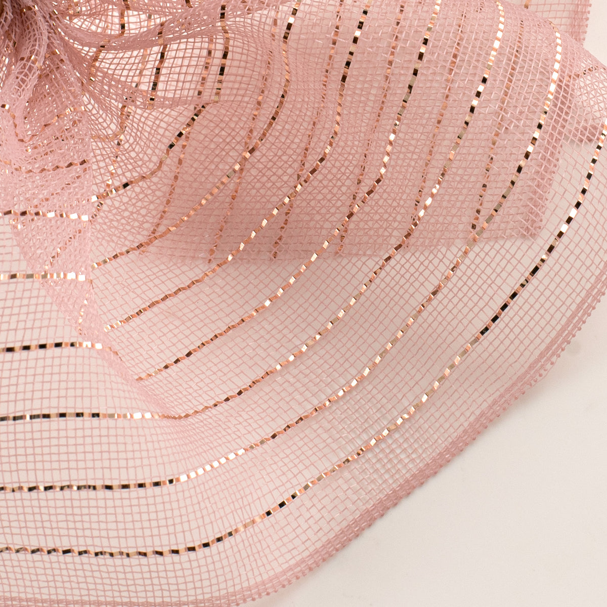 10.5" Square Pre-Cut Fine Weave Deco Mesh Sheets: Metallic Rose Gold (40)