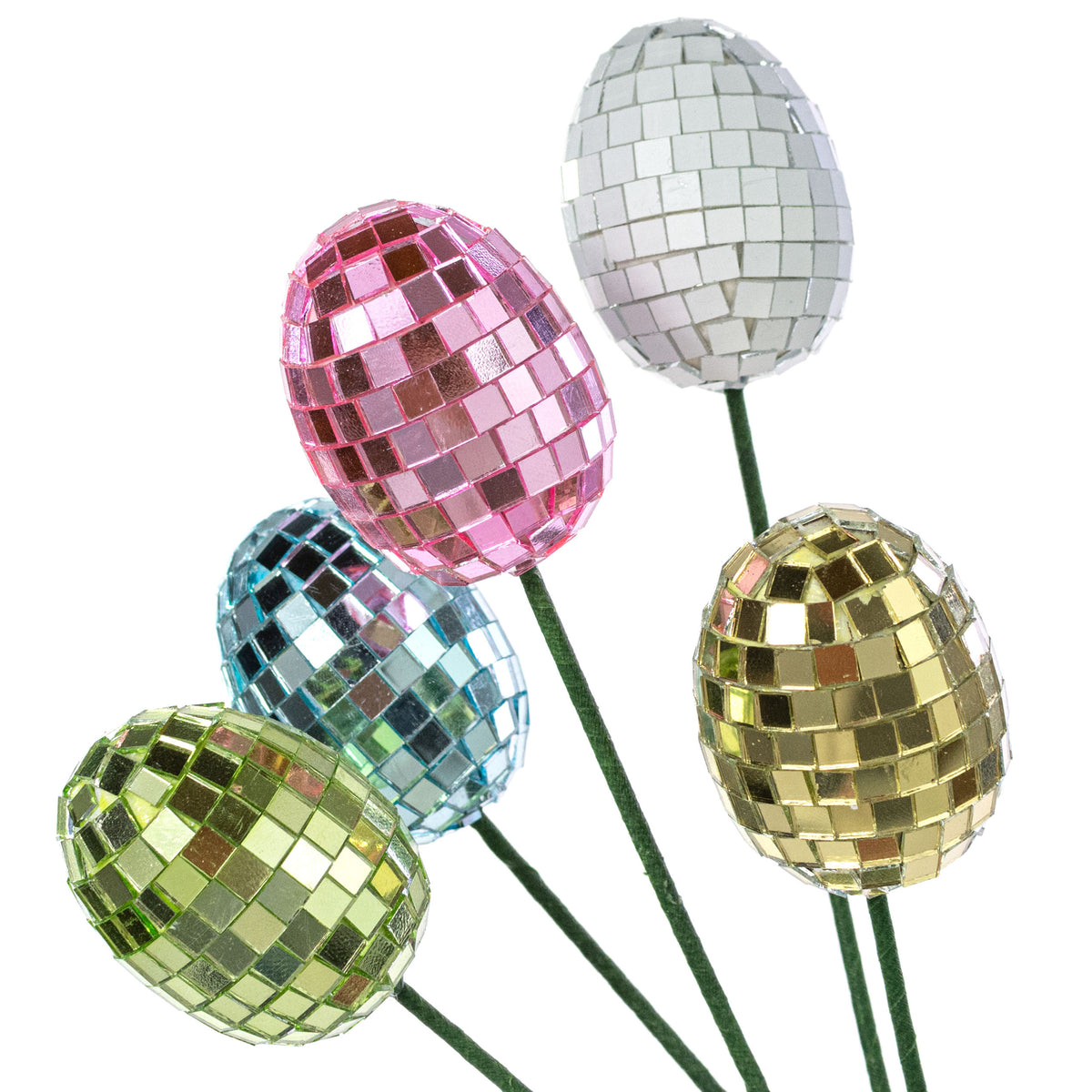 2" x 18" Mirror Disco Ball Easter Egg Picks (Set of 5)