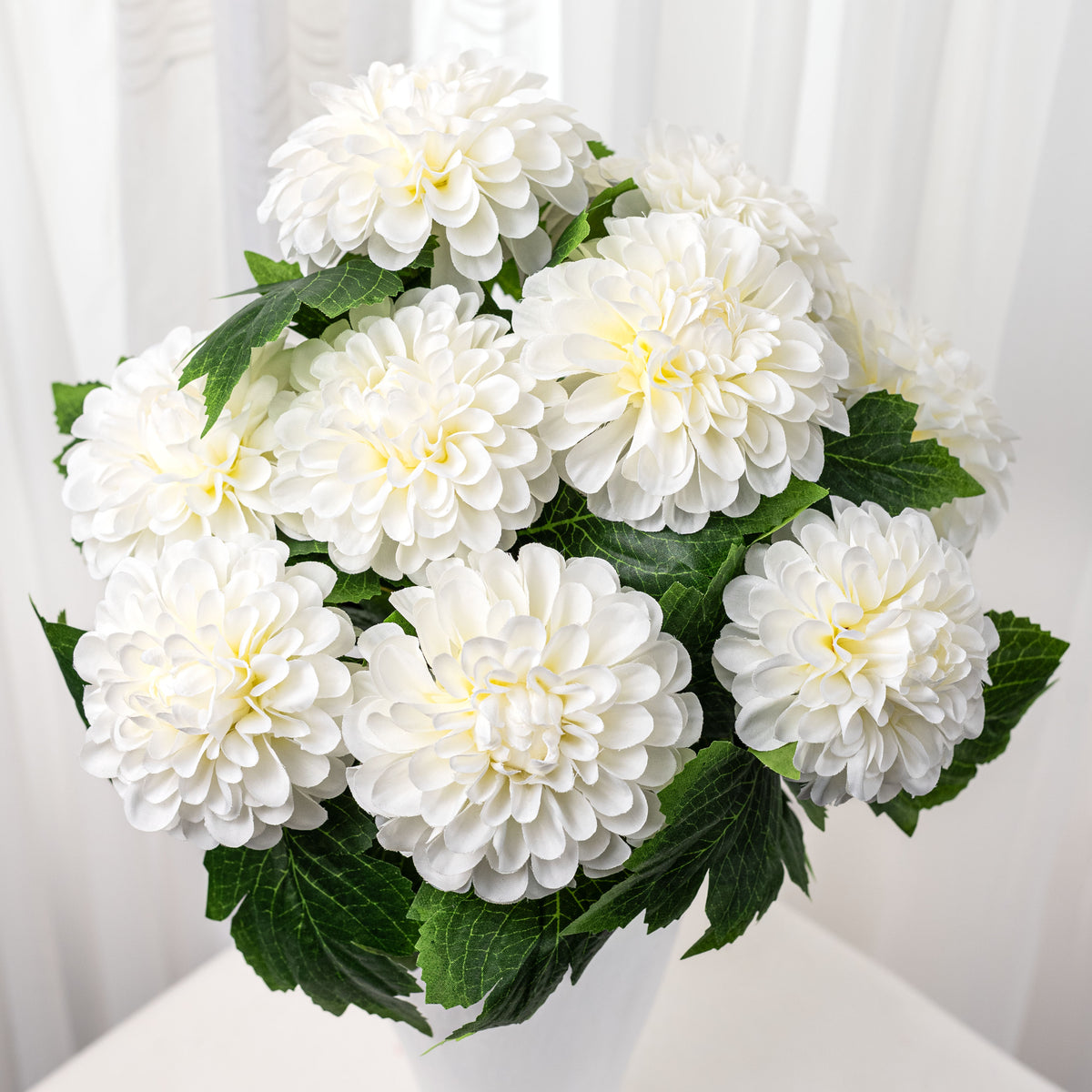 19" Dahlia Bush: Cream White (9 Stem)