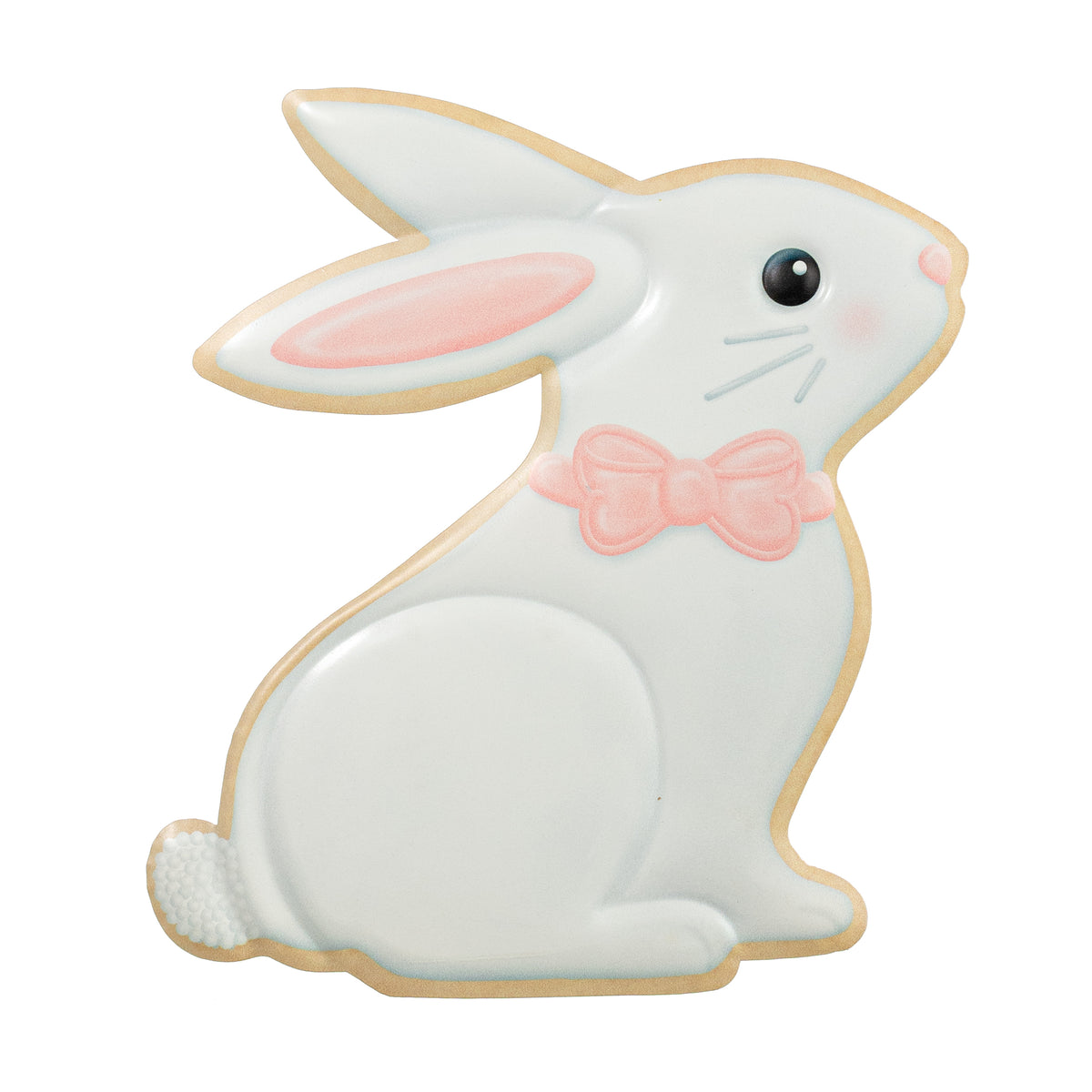12" Embossed Metal Sign: White Bunny Cookie