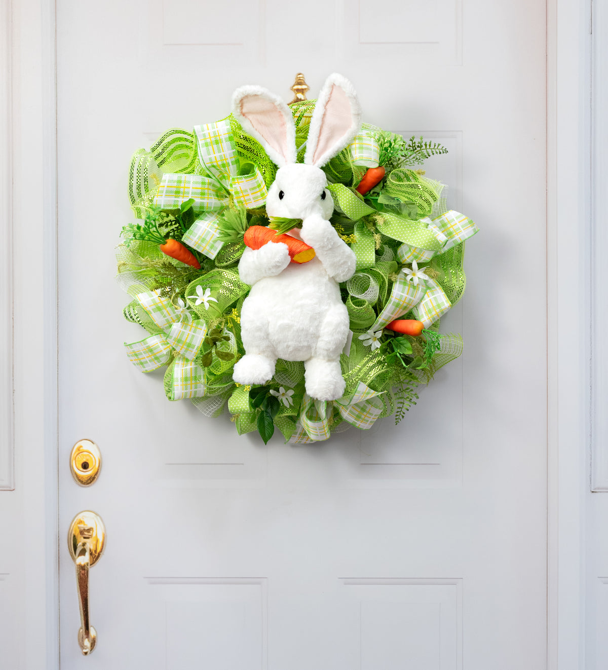 21" Faux Fur Laying Bunny Rabbit Decoration: White
