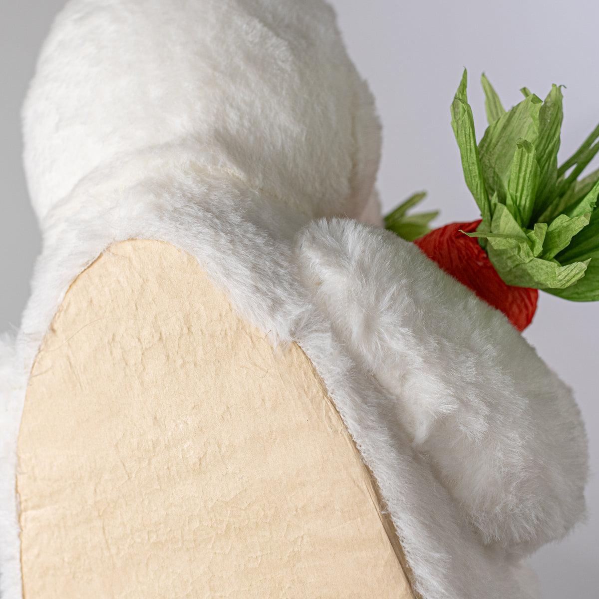 21" Faux Fur Laying Bunny Rabbit Decoration: White