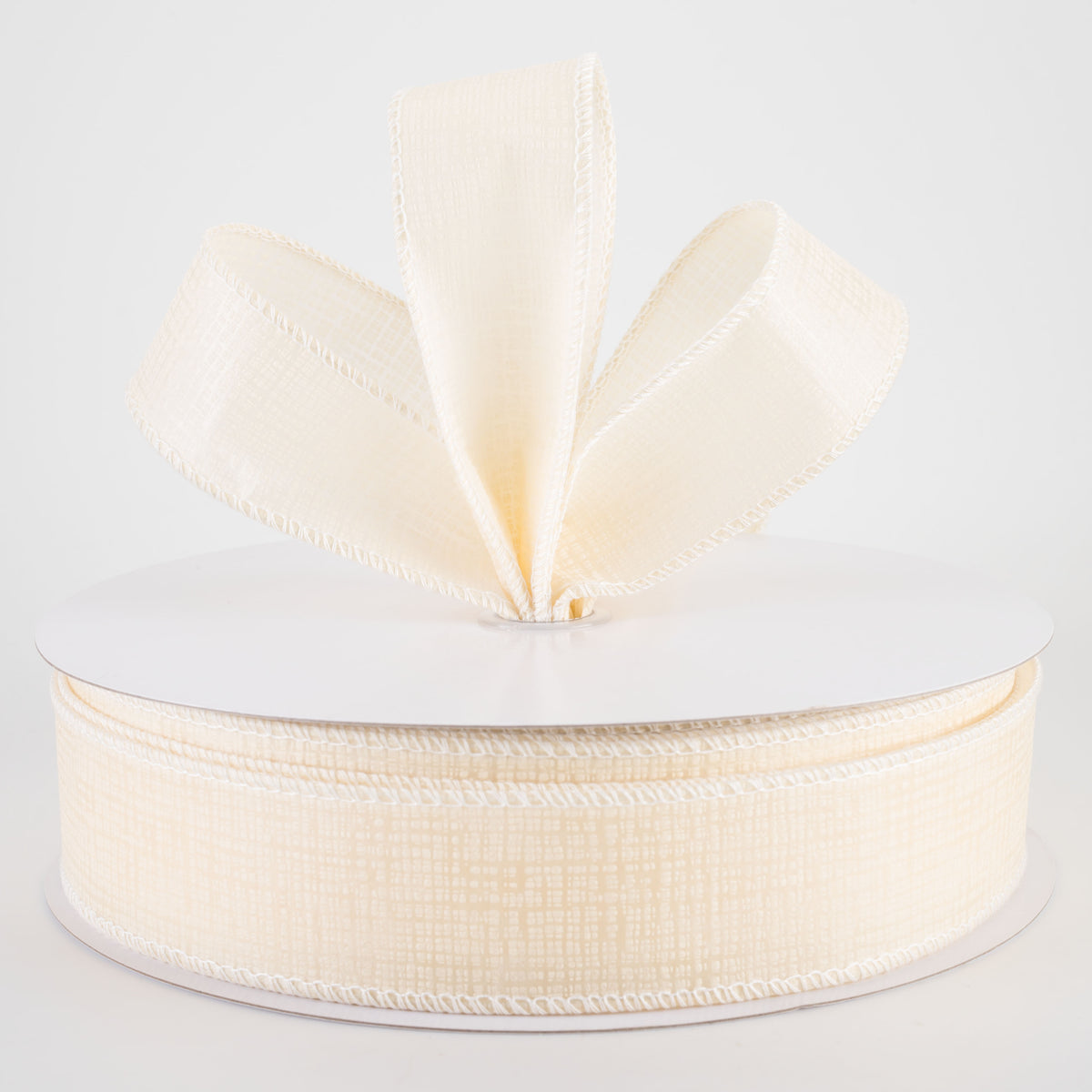 1.5" Embossed Crosshatch Breeze Ribbon: Ivory (50 Yards)