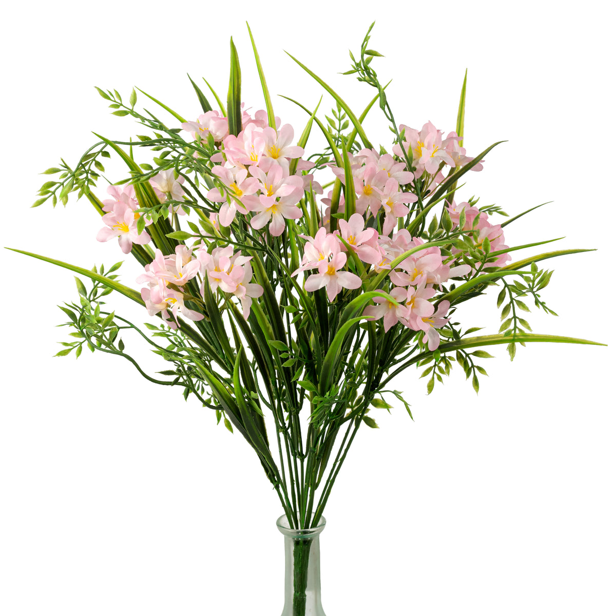17" Wildflowers & Leaves Bush: Pink (12 Stem)