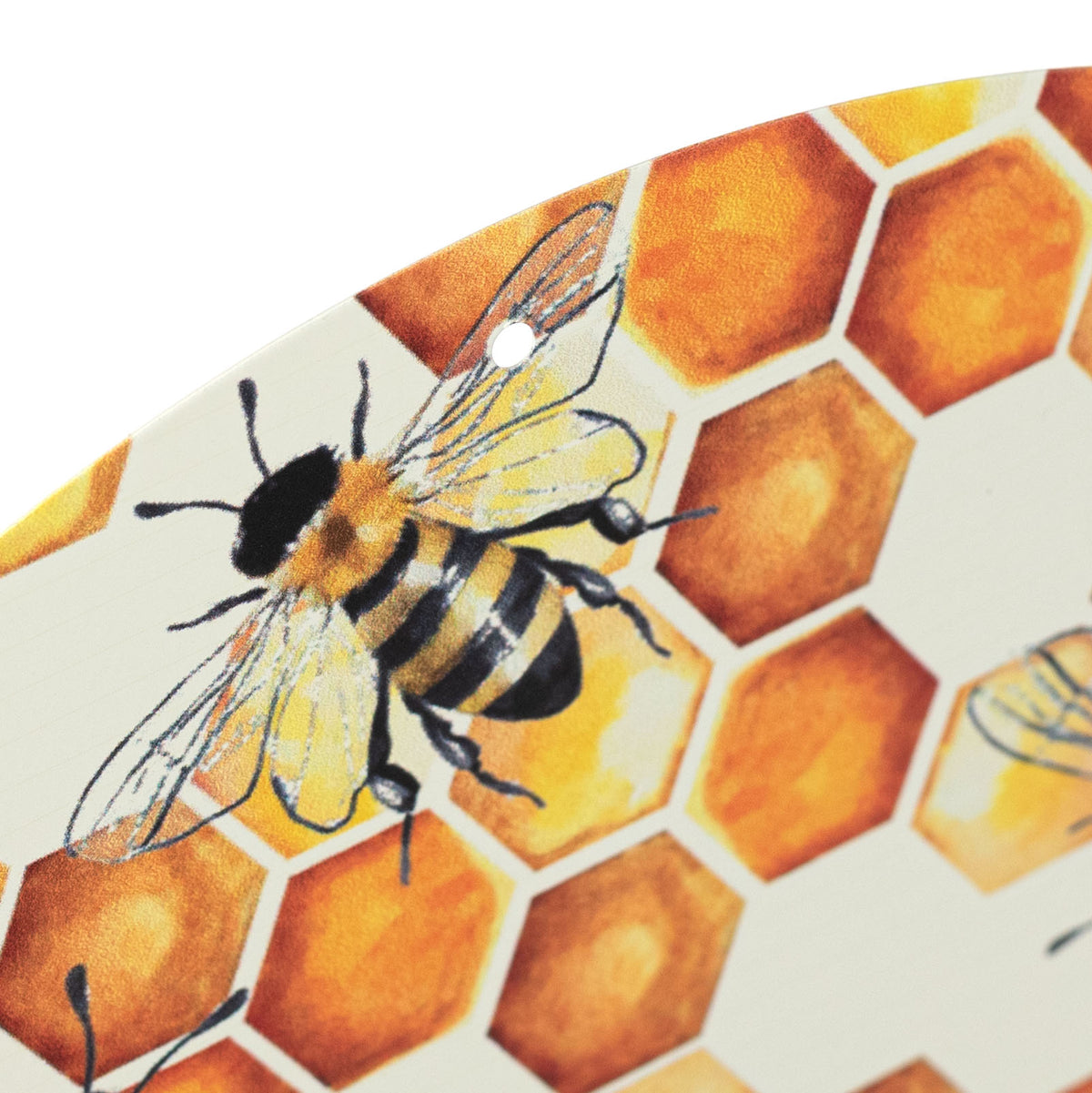12" Round Metal Sign: Bee Our Guest Honeycomb
