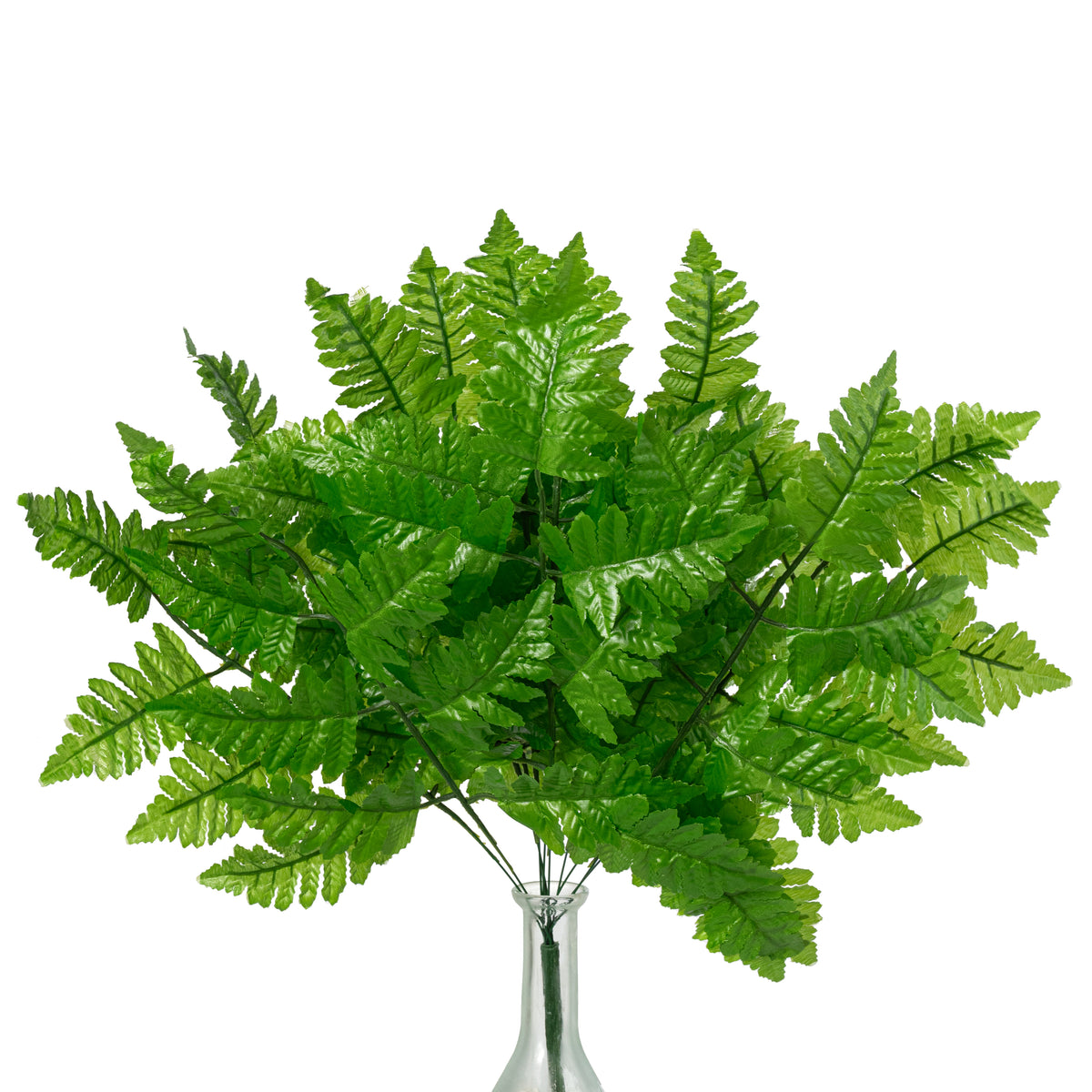 17" Pull Apart Silk Leather Leaf Bush: Green (12 Stems)