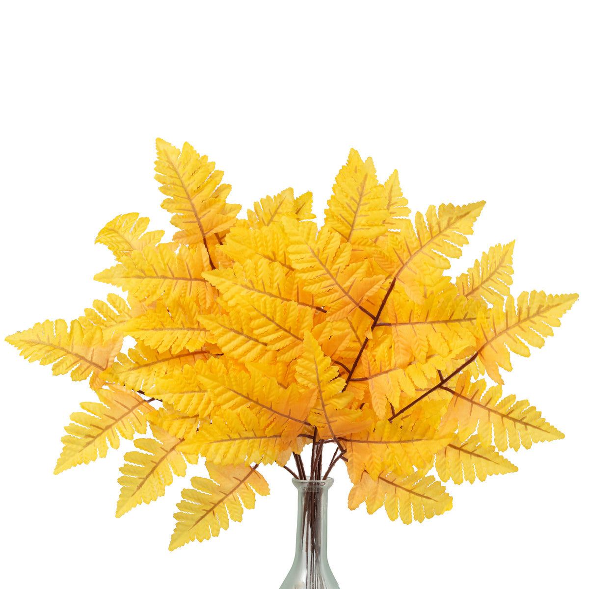 17" Pull Apart Silk Leather Leaf Bush: Mustard Yellow (12 Stems)